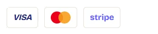 Accepted payment methods: Visa, Mastercard, Stripe